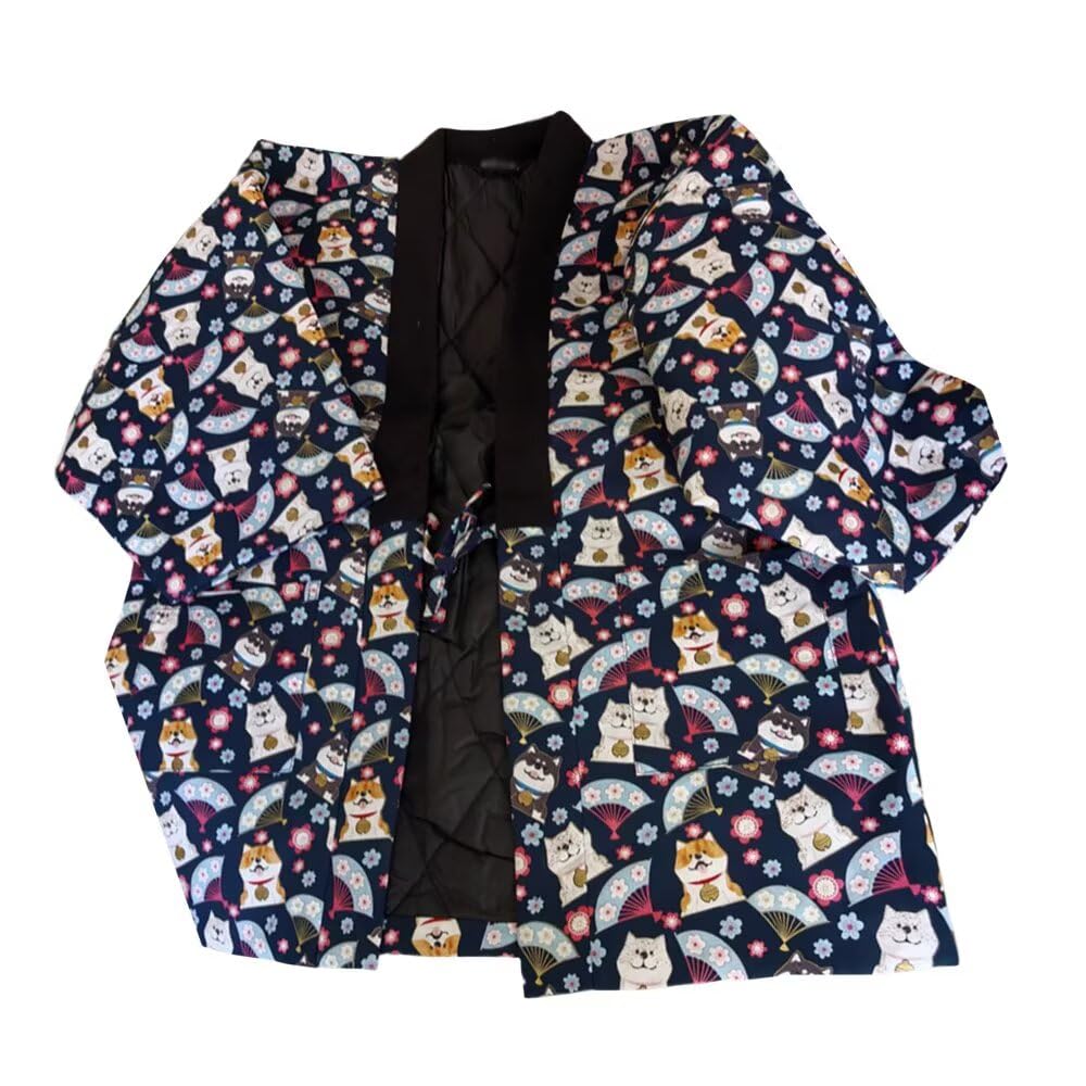 Damen Herren Wintermantel Hanten Japanischer Kimono Casual Warm Weich 100% Baumwolle Langarm Japanischer Kimono Stil Jacke