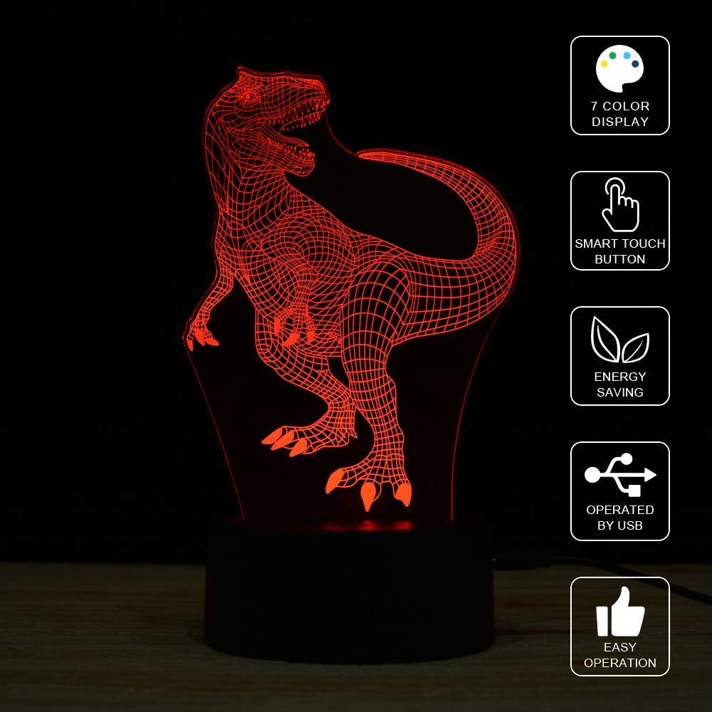 TITISKIN 3D Illusion LED Night Light 7 Colors Gradual Changing Touch Switch USB Table Lamp for Holiday Gifts — view 3
