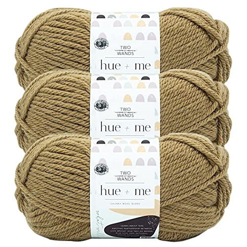 Image of Lion Brand Yarn, Hue + Me Chunky Yarn for Crocheting, Knitting, and Crafts, Toast, 3 Pack