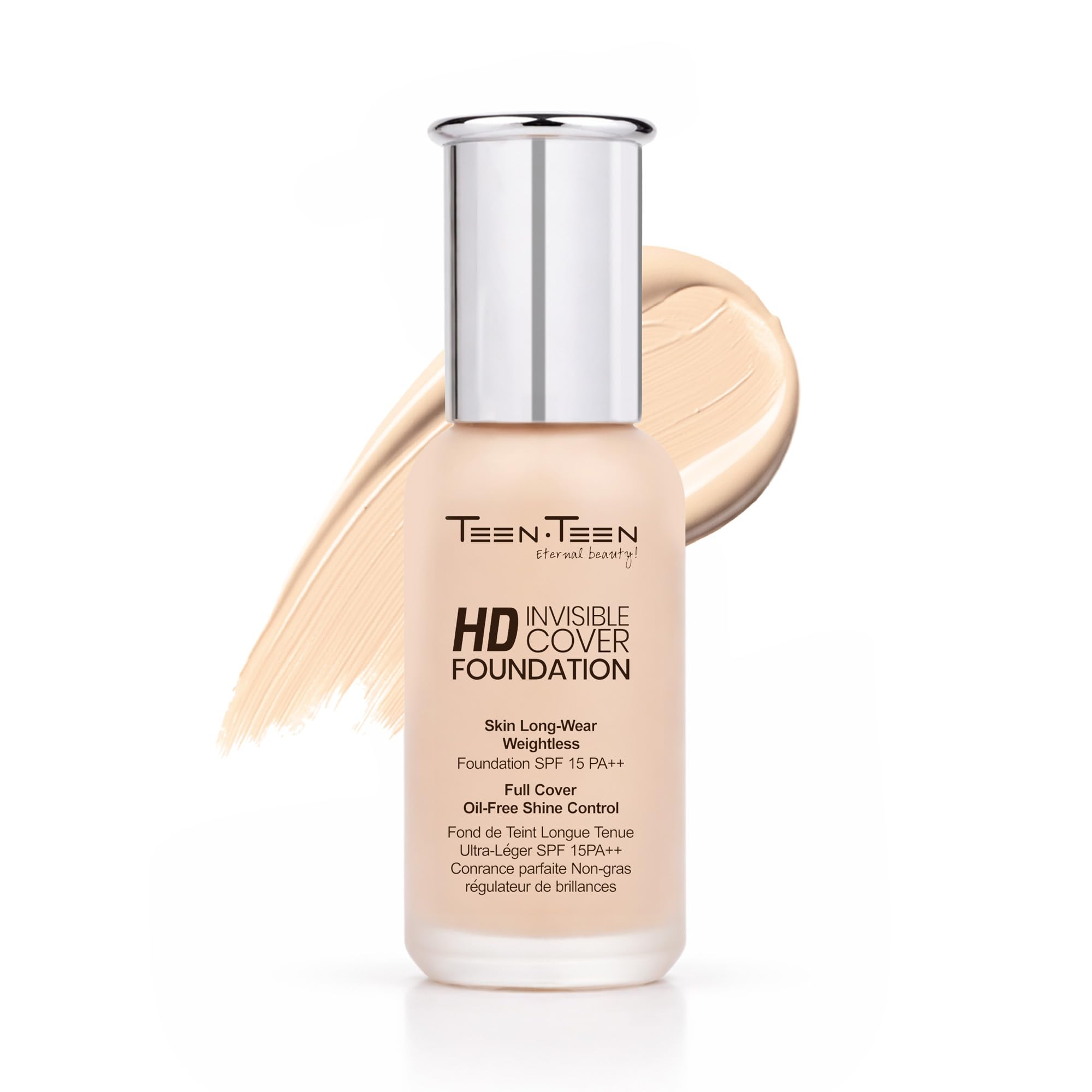 TEEN TEEN HD Invisible Cover Foundation | Full Coverage, Oil-Free & Shine Control | Weightless Foundation, Long-Wear Formula with SPF 15 PA++ | Natural Beige, 40ml-image-14