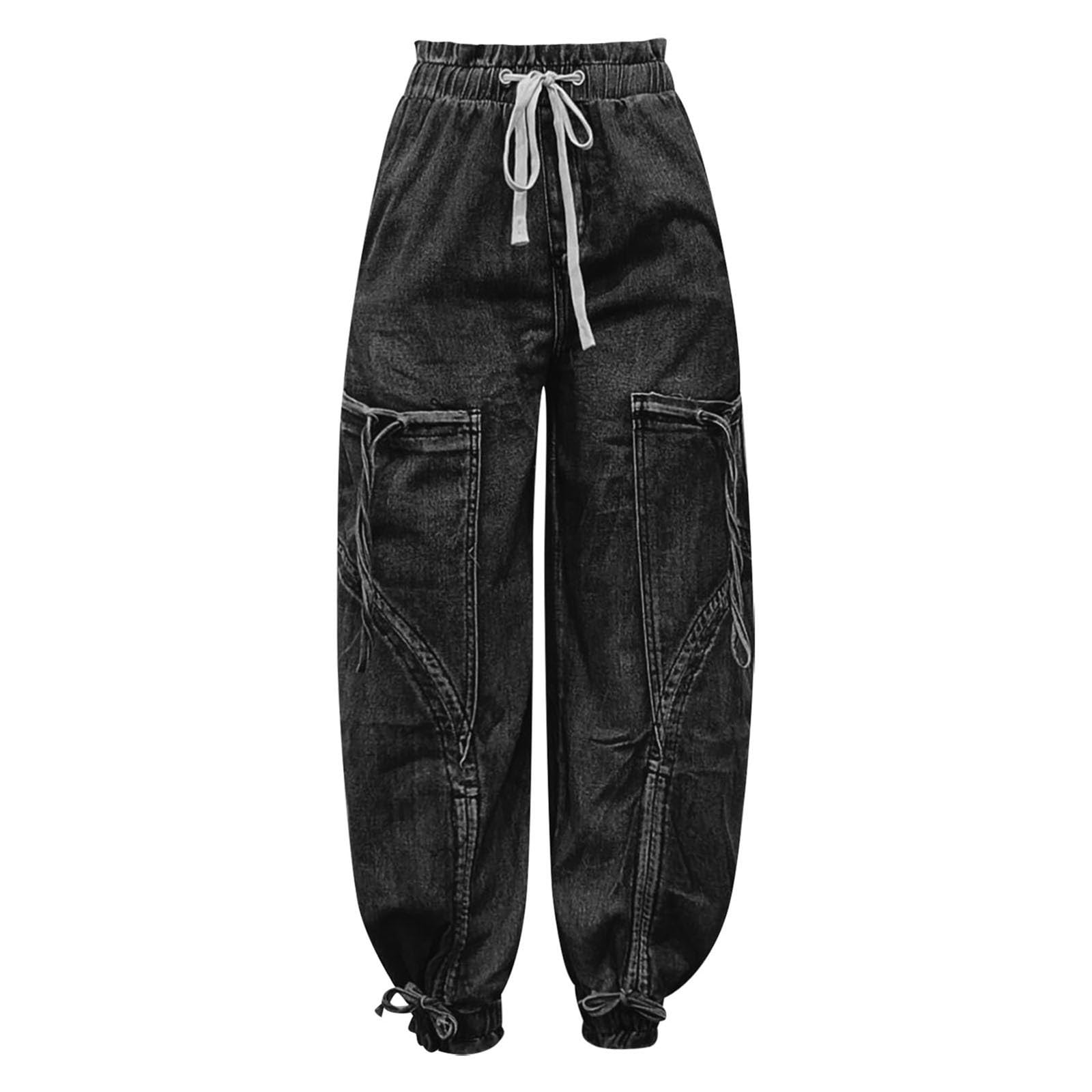 Genérico Vaquero Push Up Mujer Skinny,Pantalones Vaqueros Tobilleros Rectos con Cintura EláStica Y CordóN Ajustable CóModos Y Holgados
