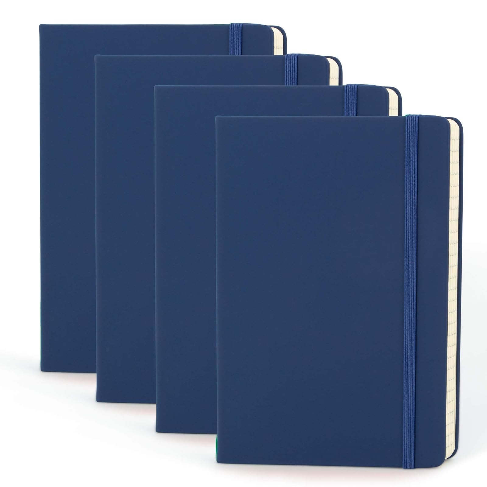 Simply Genius A5 Notebooks 4 Pack for Work, Travel, Business & School - Navy Vintage Hardcover, 5.7 x 8.4 in - College Ruled with 192 Pages & Elastic Band - Daily Planner Notepad & List Notebook