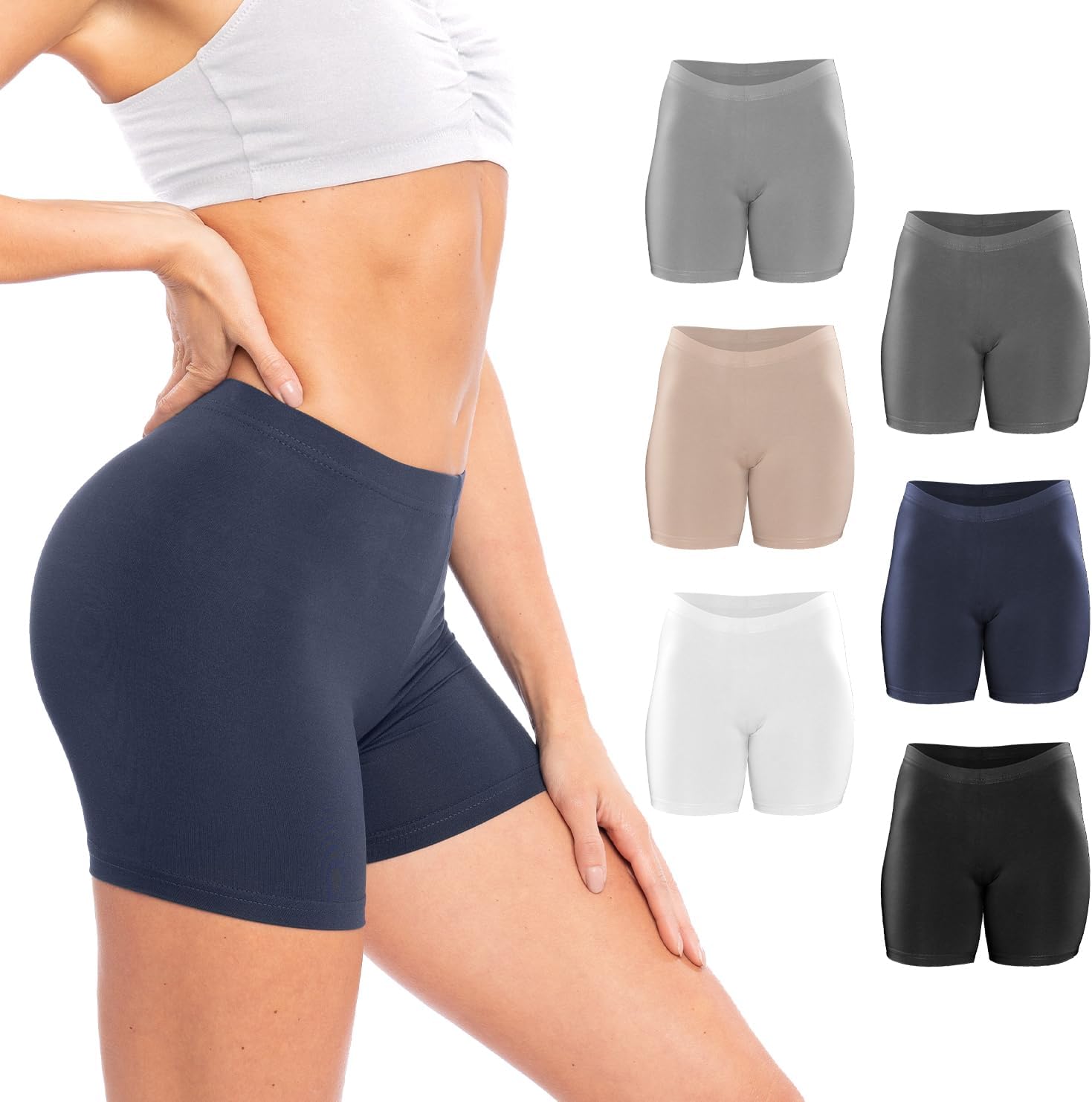 Sexy Basics Women's Cotton Stretch Boyshort Boxer Briefs | Light Weight Undershort Trunks | Multi Packs