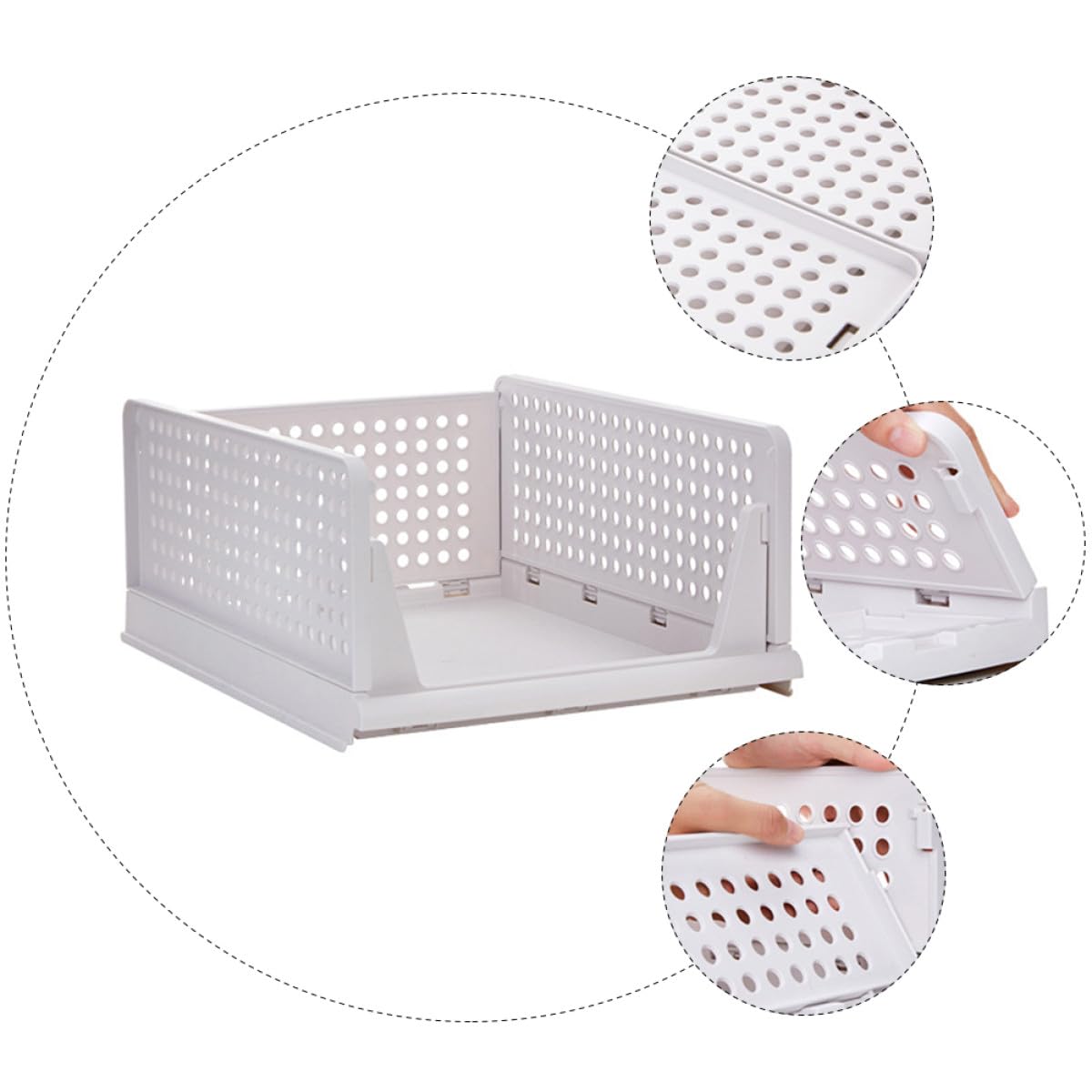 BESPORTBLE Organizzatore per Armadio Cassetto in Plastica 2 Pezzi, Portaoggetti Impilabile Scomparti e Fori di Ventilazione, Contenitore per Vestiti per Cameretta e Camera da Letto