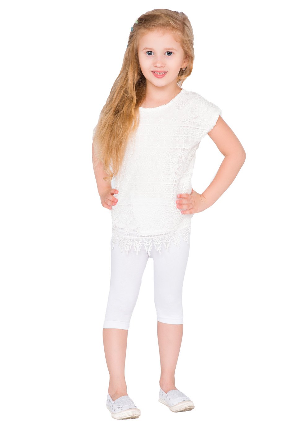 hi!mom Girls Cropped Leggings 3/4 Lenght - Cotton Basic Opaque Stretchy Dance Sport School Summer Capri Leggings - Pants for Kids Leggings