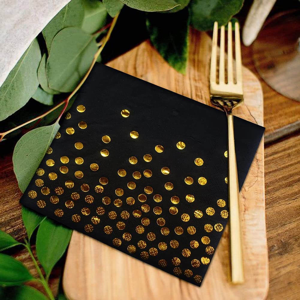 Tovaglioli Carta Festa Con Coriandoli Oro Rosa - 20 Pezzi Per Matrimoni