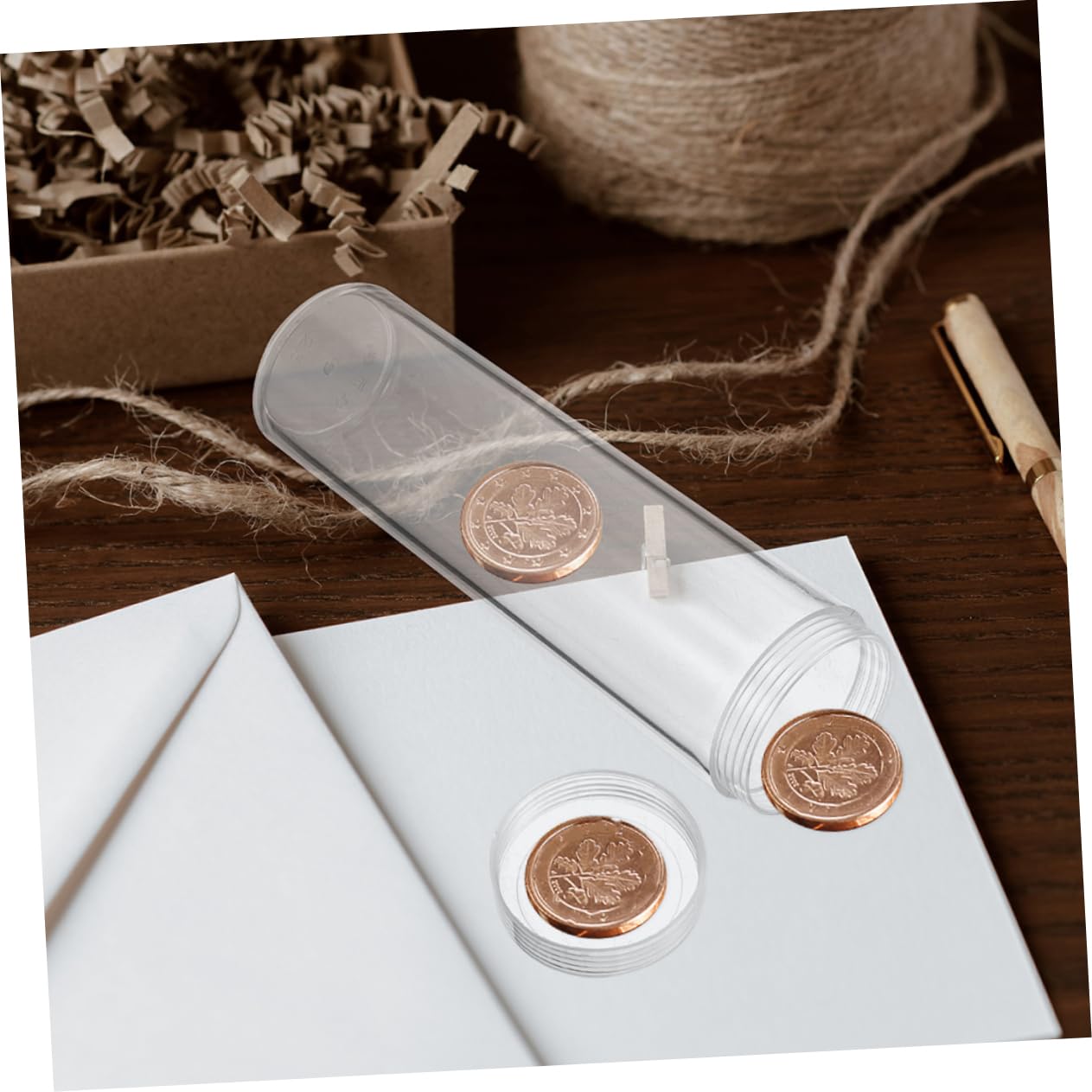 SEWACC Münzrollen Robuste Münzaufbewahrungsröhren 10 Stück Kunststoff Transparent aus Ps mit 27mm Durchmesser zur Sicheren Aufbewahrung für 