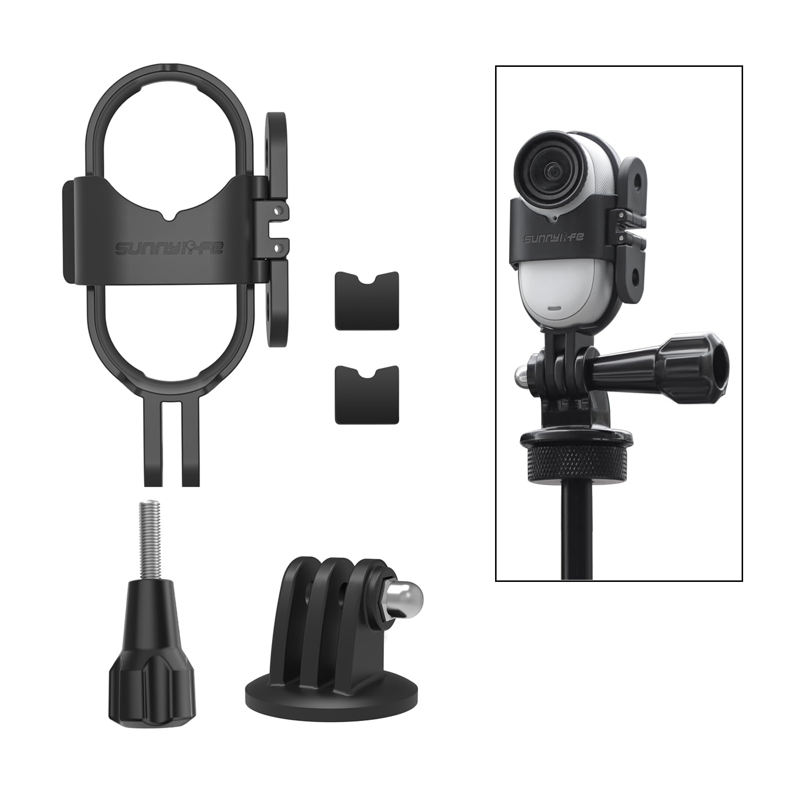 LIBOQIAO Foldable Mount Adapter for Insta360 GO 3S/GO 3 - Vertical-Horizontal Camera Stand - Compatible with Original Quick Reader - Black