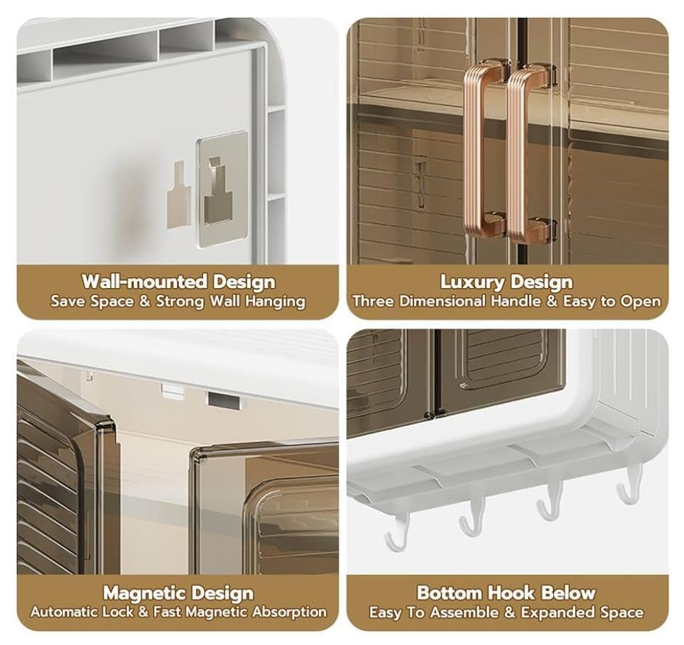 Image of iSTAR Bathroom Cabinet with 2 Doors - Wall Mounted Storage Cabinet for Bathroom Essentials, Skincare & Makeup | Bathroom Shelf & Organizer Cabinet for Home, 3 Layer (White, 32 x 40.5 x 13cm)