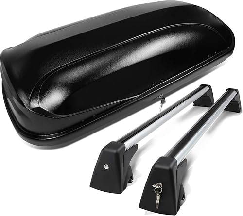 DNA MOTORING Portaequipajes para techo con cerradura y par de barras transversales de aluminio para riel de techo compatibles con BMW X1 09-15,
