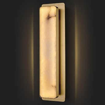 YIOSI Alabaster Brass Wall Sconce, 19.7" Gold Bathroom Sconces, Wall Lighting Vanity Light Fixtures, Wall Lamp Indoor Natural Marble for Living Room, Dining Room, Bedroom, Foyer, Stairs