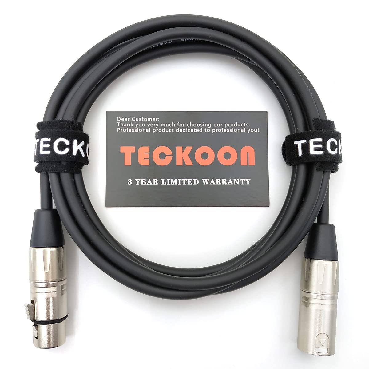 TECKOON XLR Male to Female Microphone Cable, Balanced Mic Patch Cord for Microphones, Mixers, Speakers, DMX Lighting, Studio and Live Applications- 15feet, 2pack