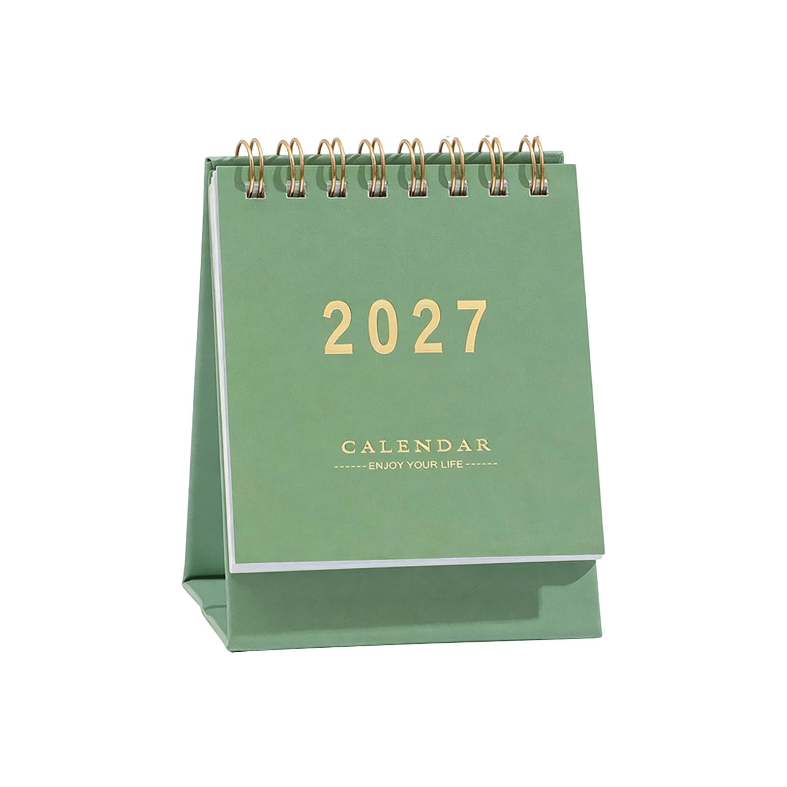 Mini Desk Calendar, January 2027 until Dec 2027 12 Months Small Standing Flip Desktop Calendar Twin-Wire Binding, Desk Calendars Notes Compact Planner for Home School Office，Green