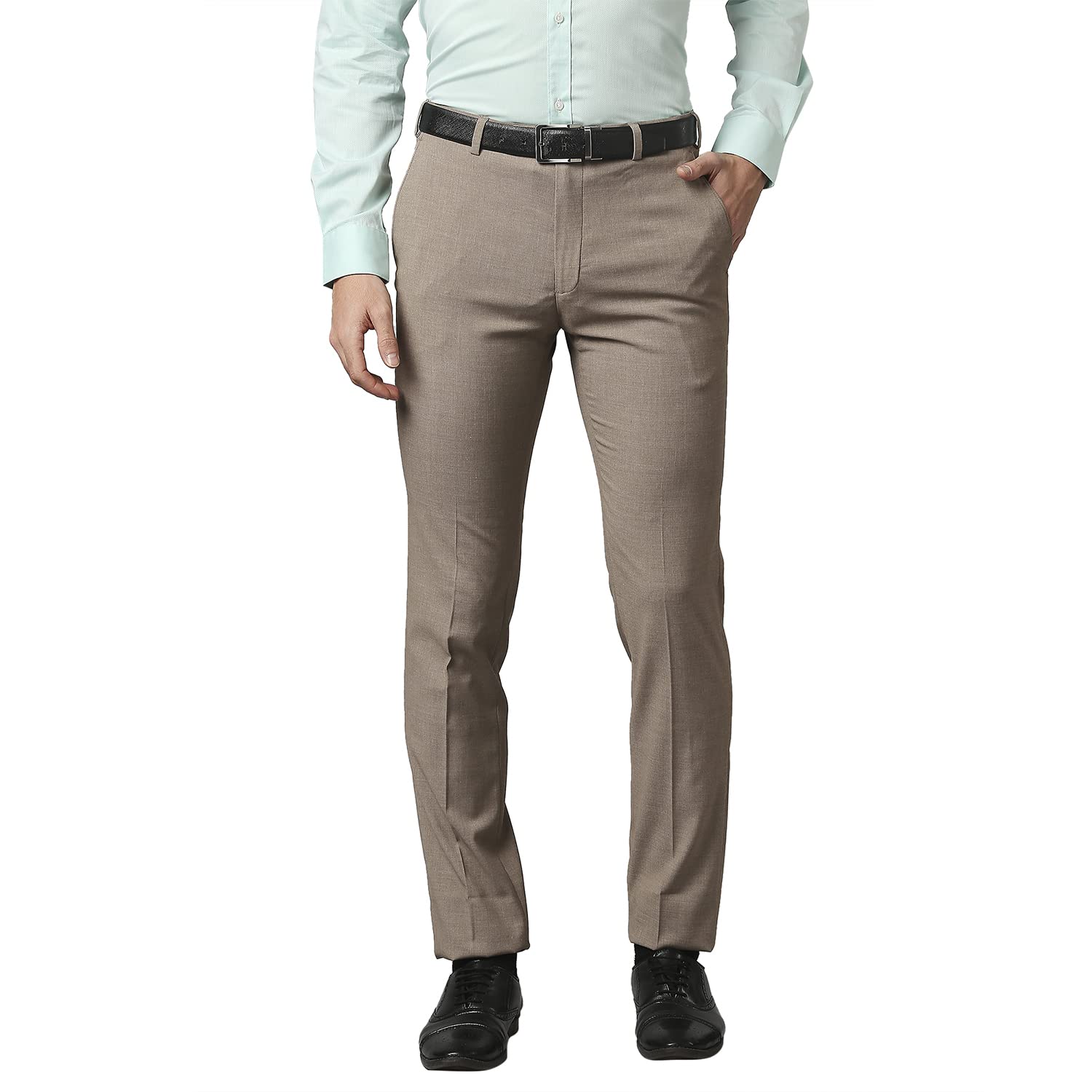 raymond Men's Slim Fit Mid Rise Polyester Blend Solid Pattern Flat Front Formal Trouser-picture-25