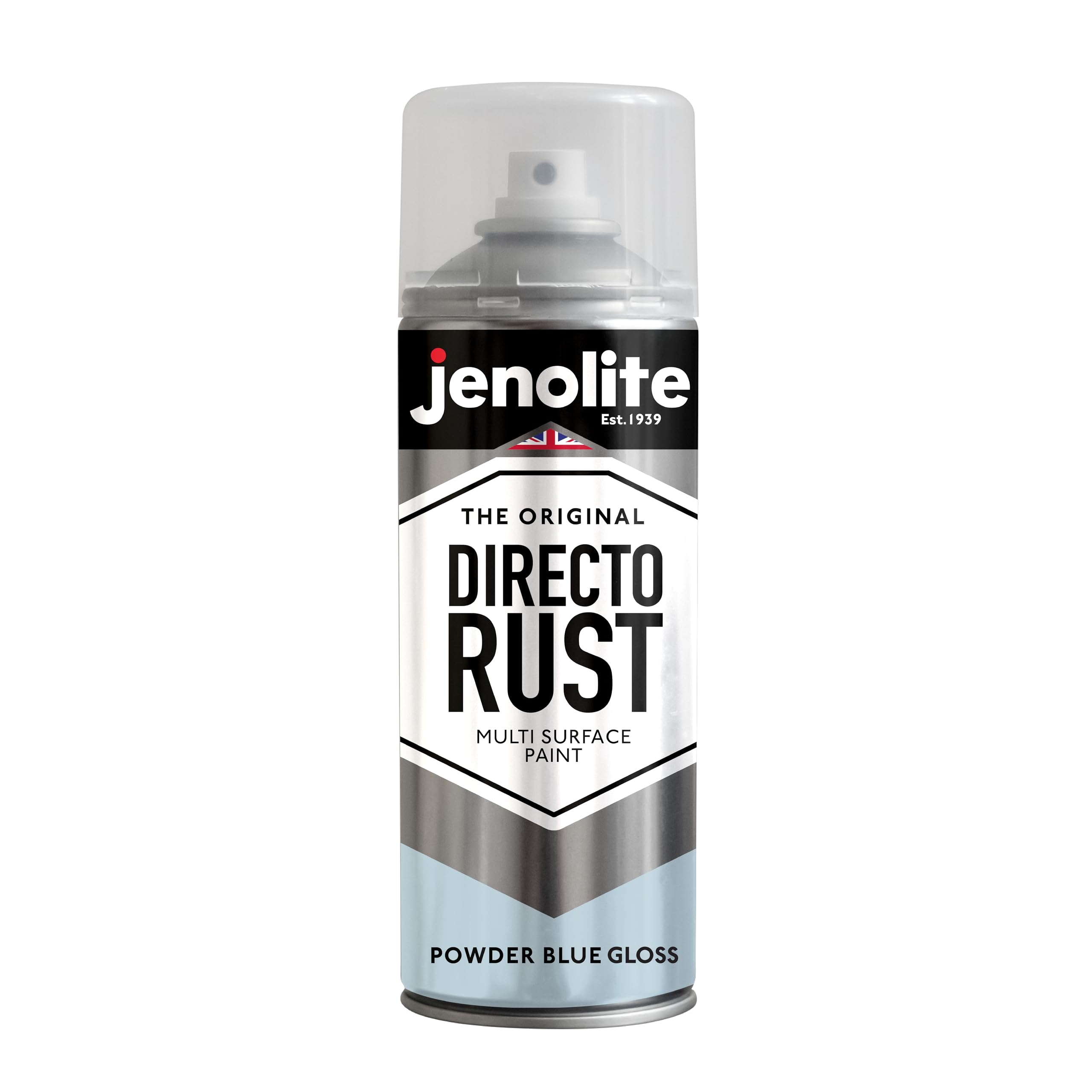 JENOLITE Directorust Spray Paint for Metal - POWDER BLUE - Gloss Finish for Indoor and Outdoor use - Multi-Surface for Metal, Plastic, Ceramic, Wood, Rusted Surfaces - 400ml(13.52fl oz), RAL240 80 10