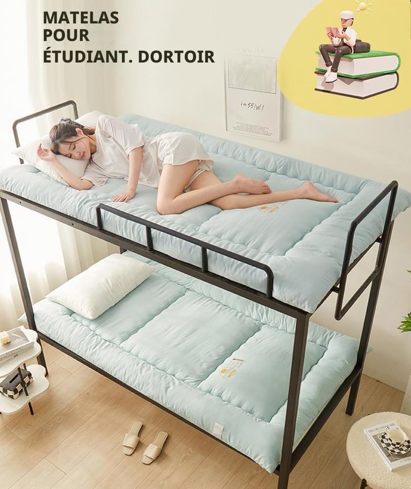 Matelas de sol japonais type futon pour tatami et chambre à coucher, extra épais, pliable, enroulable, respirant, pour invités, lit de sol (rose, 120x200cm)