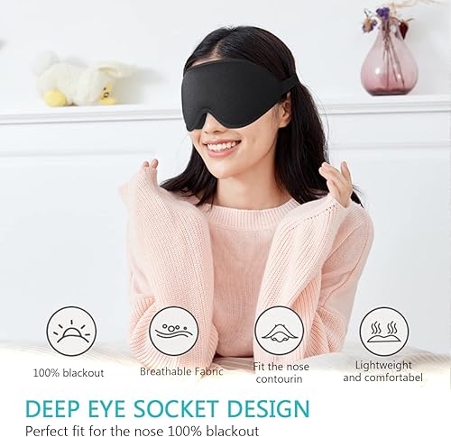 Miniatura 2 de Máscara de ojos para dormir, máscaras de dormir para mujeres y hombres, bloqueo de luz lateral, máscara de dormir contorneada 3D, máscara de dormir