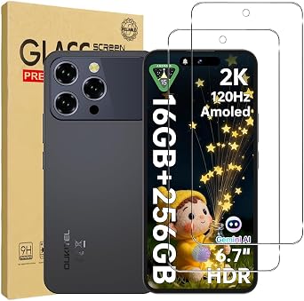 Set of 2 For Oukitel P1 Film, YILLIONS Tempered Glass, Protective Film, Oukitel P1 Glass Film, Made of Japanese Asahi Glass Material, 9H Hardness, Shatterproof, Scratch Resistant, Water and Oil