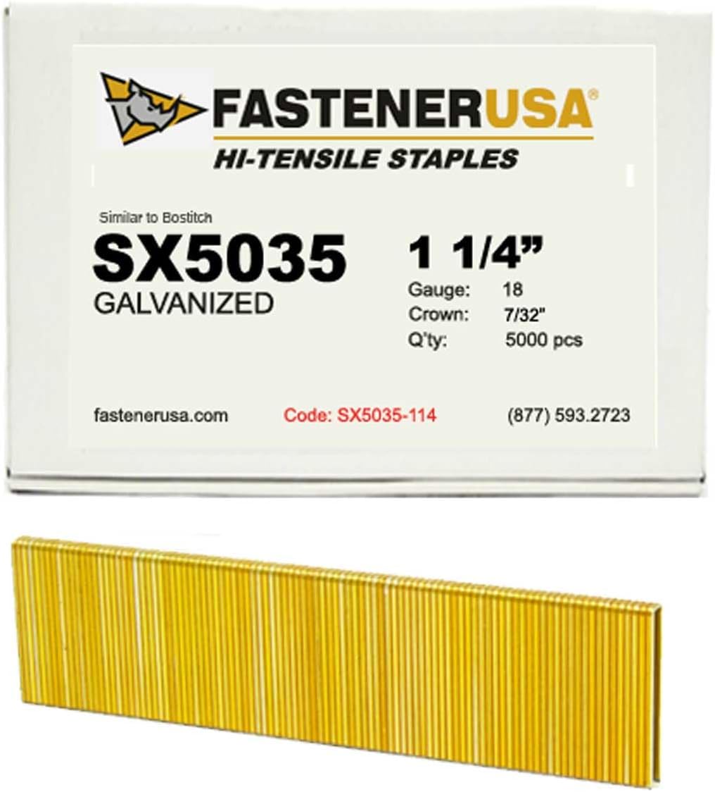 1-1/4" Leg x 7/32" Crown 18GA GALV Staples 5,000ct