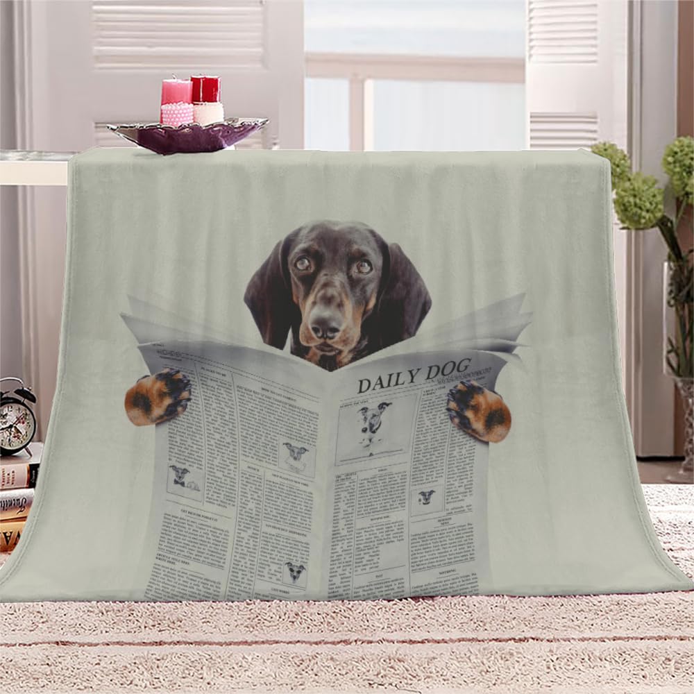Dachshund Throw Blanket Dog Pet 3D Print Flannel Fleece Blanket Soft Warm Cozy Blanket for Bed Couch and Sofa Fluffy Plush Blanket for Adults Kids Girls Boys 28"x40"