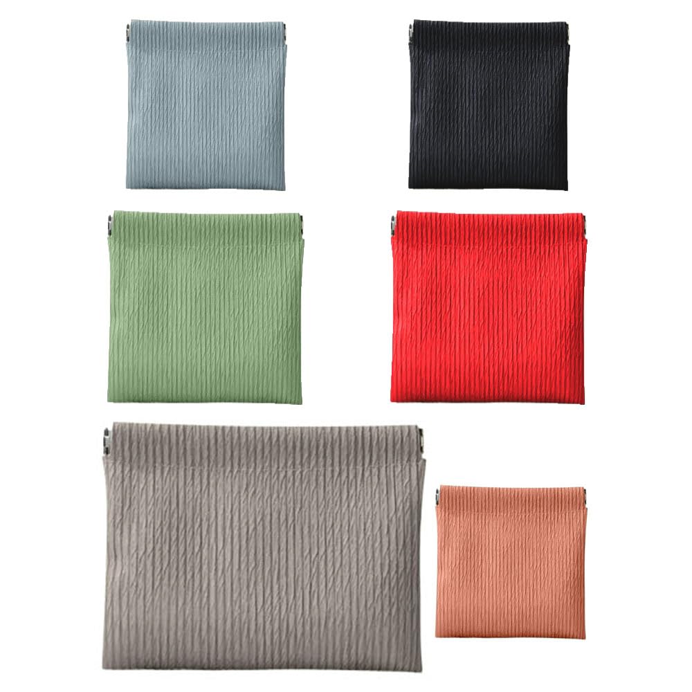 YVRUXIKN 6 Pcs Small Makeup Bags for Purse,Self-Closing Snap Closure Organizer Pouches, Portable No Zipper PU Leather Cosmetic Bags for Travel, Car,