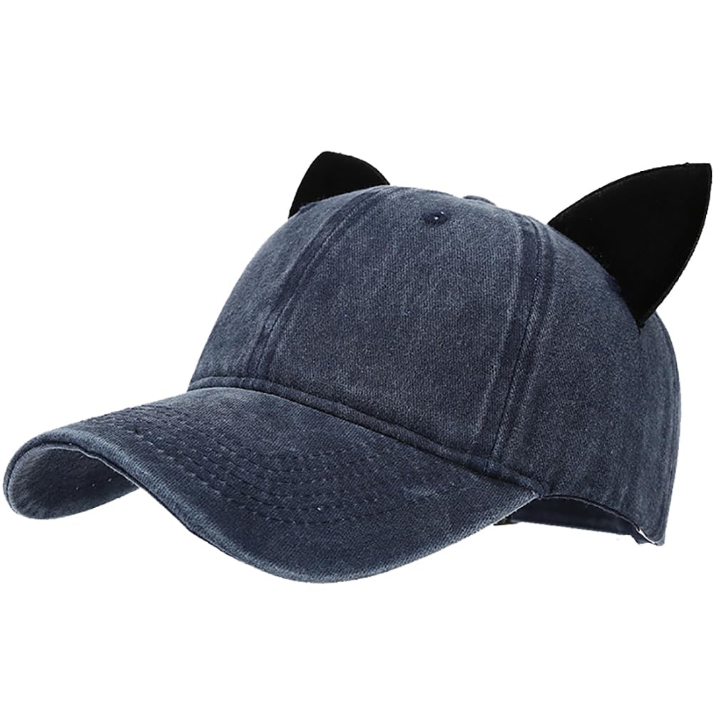 Yk-2cat Casquette Baseball Oreilles De Chat Femme – Bonnet Tissé Mignon Réglable, Style Kawaii Pour Voyage Et Quotidien (Noir)