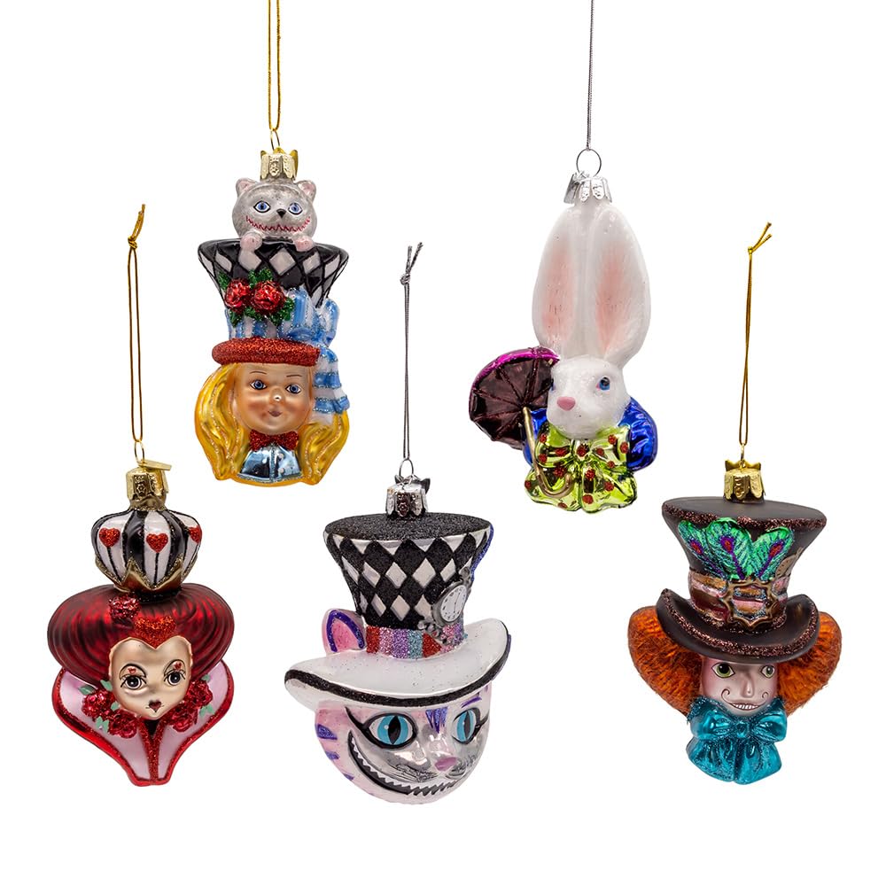 Kurt Adler 4.5-5" Noble Gems™ Glass Alice Characters Ornaments