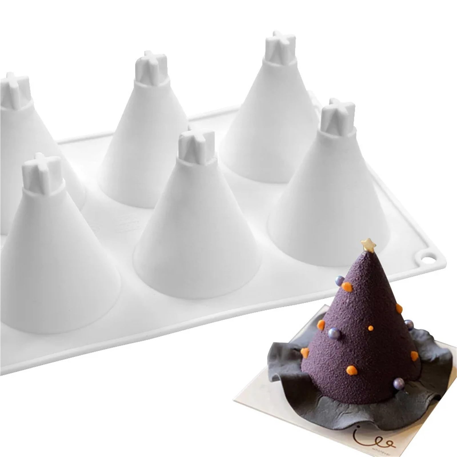 Molde de silicona for Mousse árbol Navidad, cono 8 eslabones, bricolaje, postre, pastel, hornear, vela, 2 uds para Velas