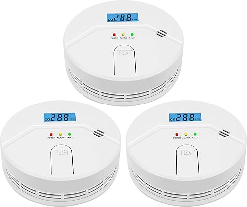3 paquetes, alarma de humo y CO, detector de humo y monóxido de carbono, 2 en 1, detector de humo combo de detector de monóxido de carbono, alarma