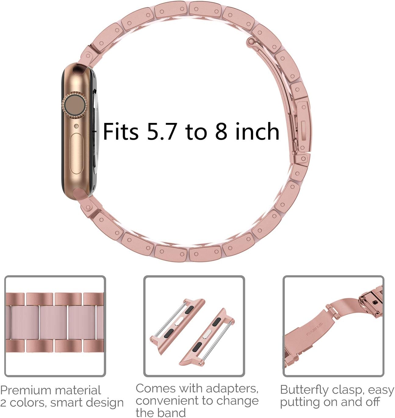 Suреr Dеаl Prоduсt Wearlizer Rose Pink Compatible with Apple Watch Band 38mm 40mm 41mm Womens Mens Replacement for iWatch SE Stainless Steel Strap Fashion Resin Wristband Sleek Bracelet Metal Clasp Series 7 6 5 4 3 2 1 ❤ Crаzу Dеаlѕ Wearlizer Rose Pink Compatible with Apple Watch Band 38mm 40mm 41mm Womens Mens Replacement for iWatch SE Stainless Steel Strap Fashion Resin Wristband Sleek Bracelet Metal Clasp Series 7 6 5 4 3 2 1