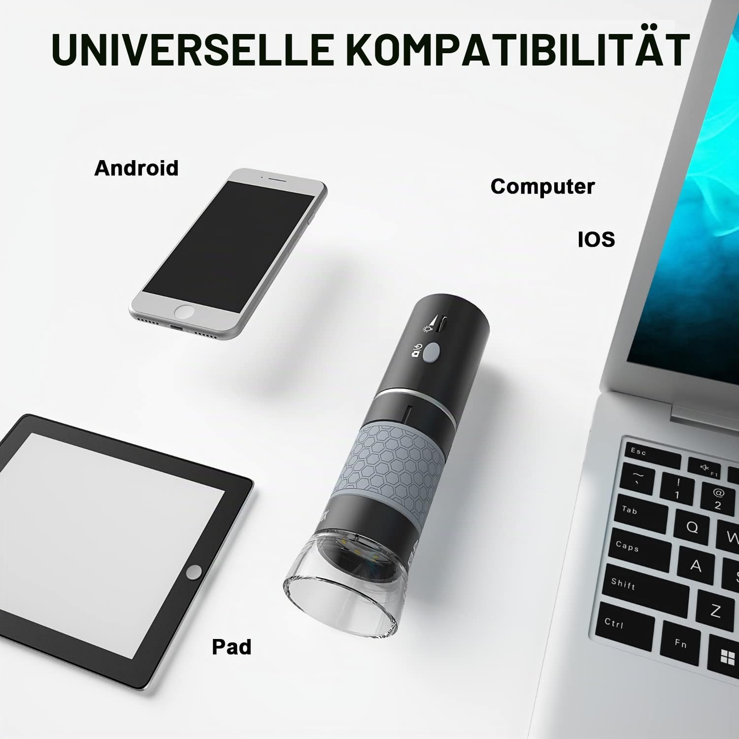 4K 3840x2160P Wireless Digital Mikroskop, Handheld HD USB Mikroskop Inspektionskamera Endoskop 40x-1000x Vergrößerung, Kompatibel mit iPhone iPad Android Phone Tablet Windows Mac PC