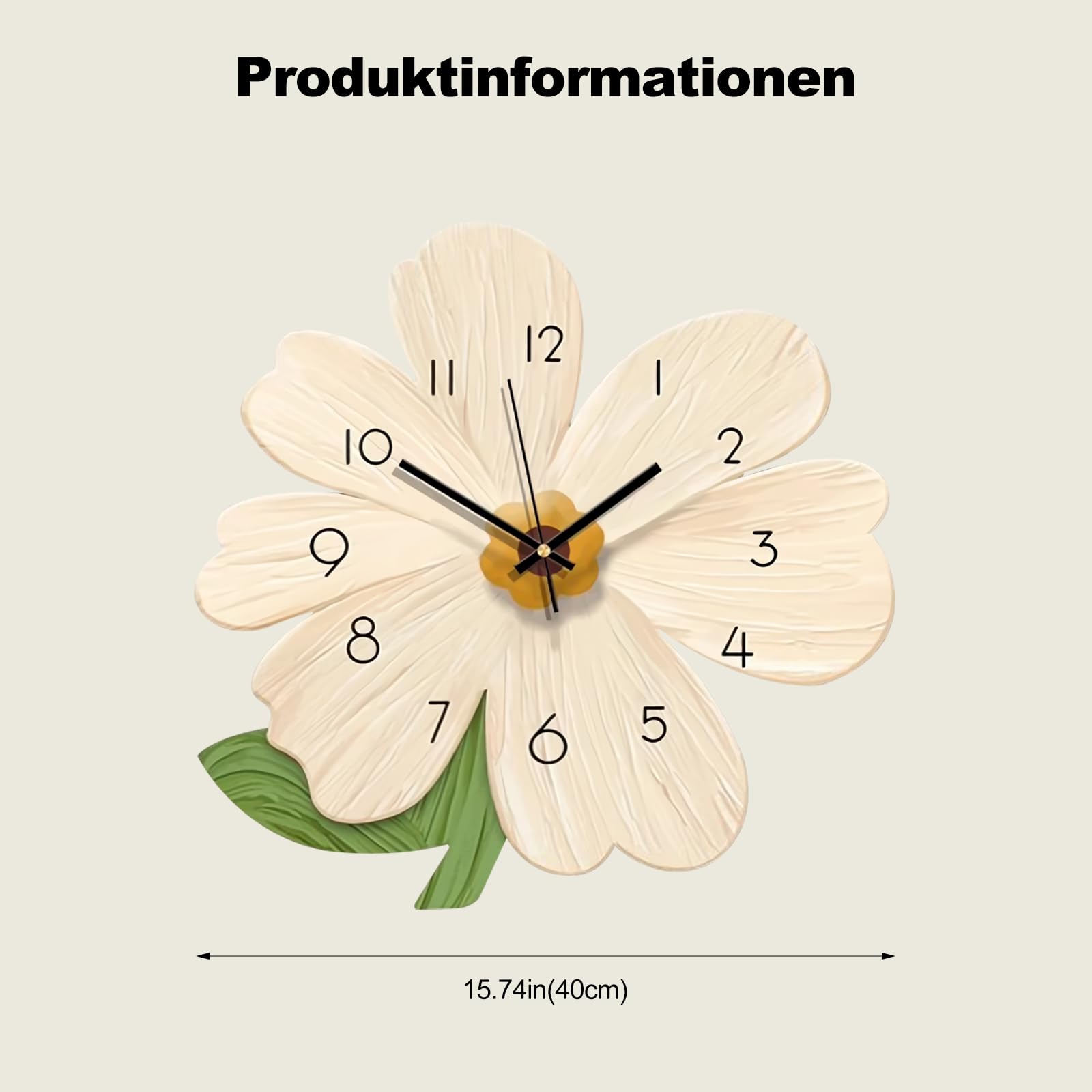 Ergocar Wanduhr, Kunstdekorative Led-Wanduhr, Moderne Blumen-Hängeuhr, Geeignet Für Wohnzimmer, Schlafzimmer, Arbeitszimmer, Büro