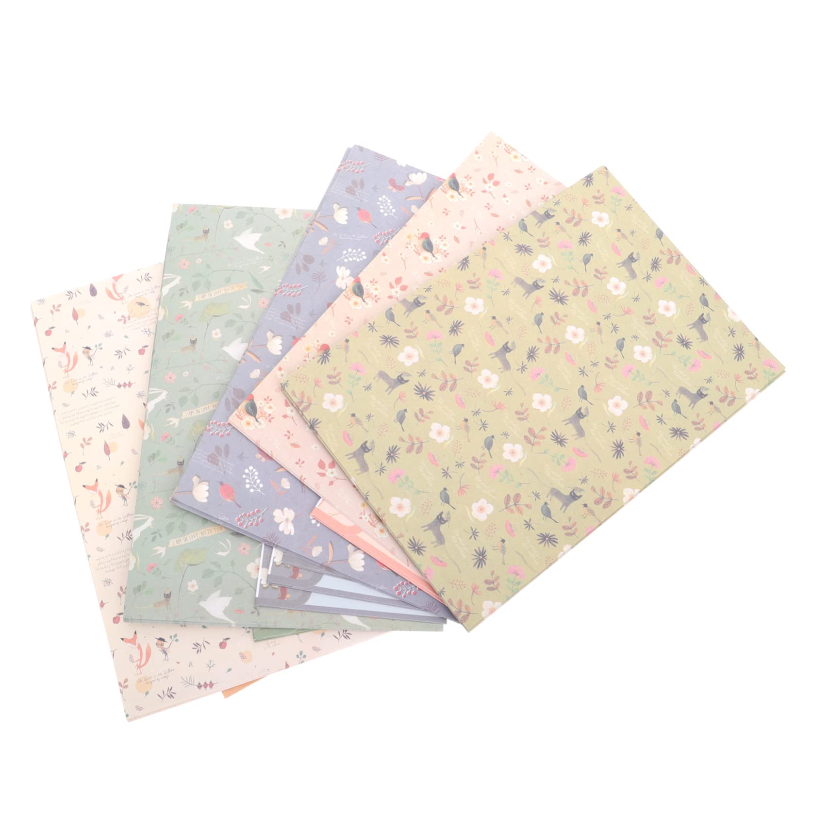 Set de Papier à Lettre A5 Enveloppes Vintage Motif Floral Lot de 5 Ensembles