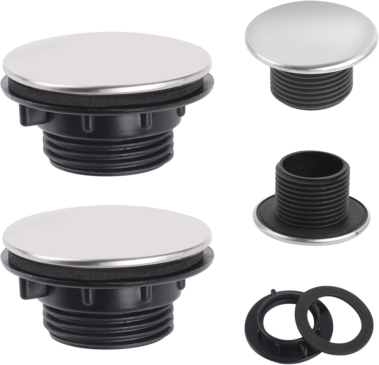 2 Pcs Sink Cover Kitchen Faucet Hole Cover Black Sink Plug Stainless