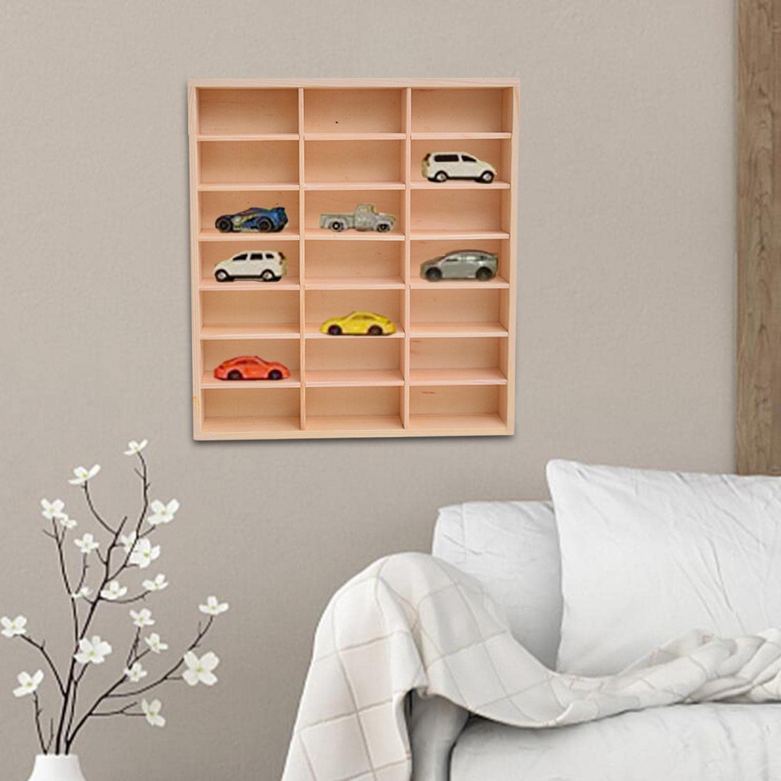 harayaa Soporte de Exhibición de Madera Vitrina Soporte Multiusos Estante Gabinete Organizador de Almacenamiento para Figura de Acción Coleccionables Tienda a, 21 rejilla, tal como se describe