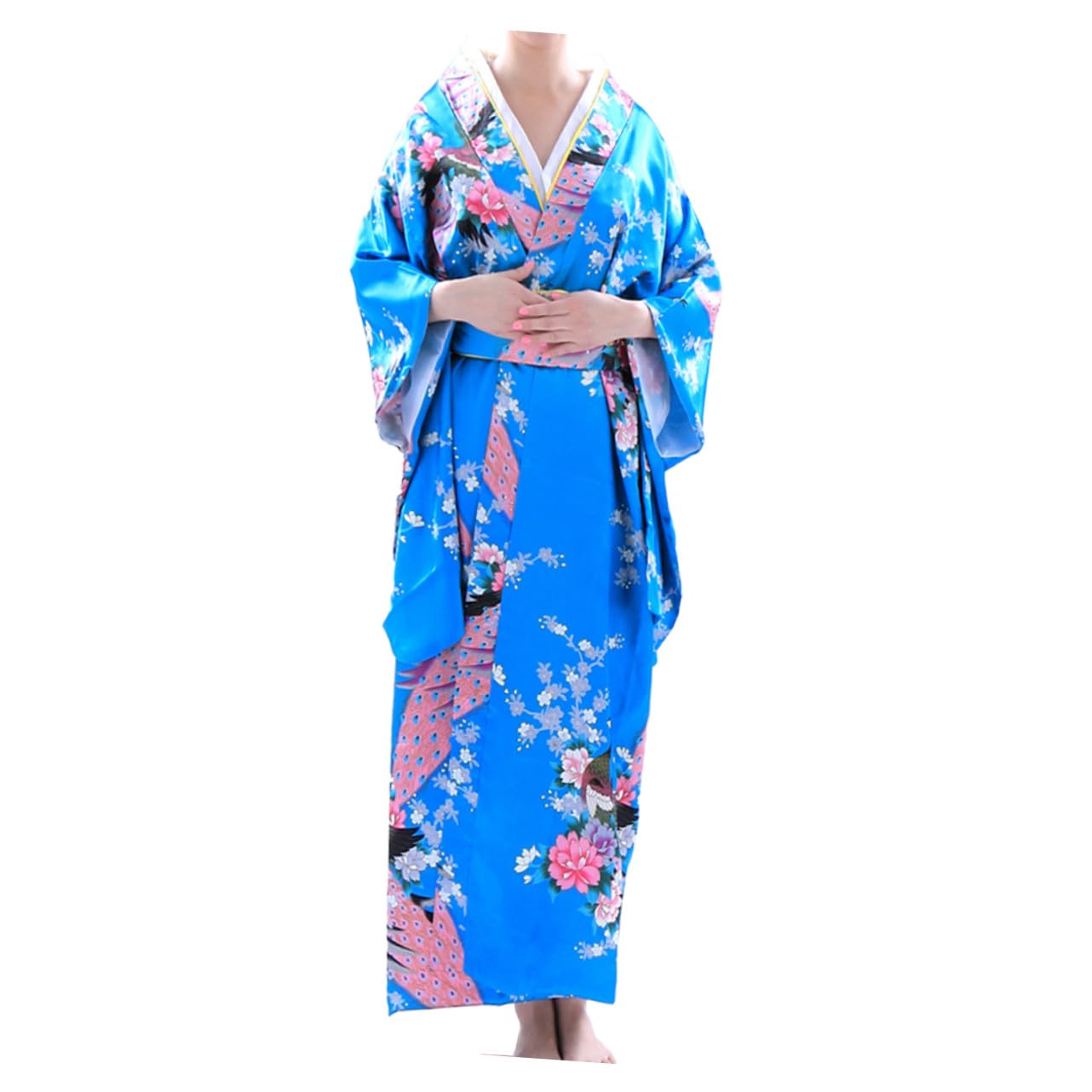 VANZACK Kimono Traditionnel Rouge pour Femme Robe de Bain Soie Synthétique Peignoir pour Nuit Fête et Unique Xl