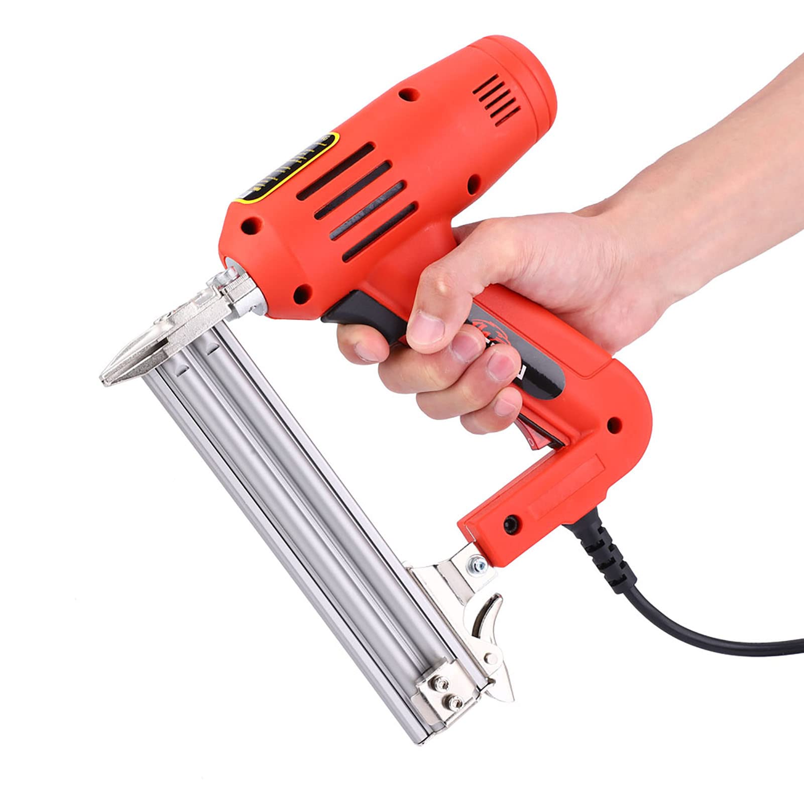 Fafeicy Pistola de Clavos Eléctrica Grapadora Clavadora de Alta Potencia de 2200 W, Capacidad de Clavos de 100 Piezas, Clavo Recto F30, Adecuada para Herramientas de Carpintería (Enchufe