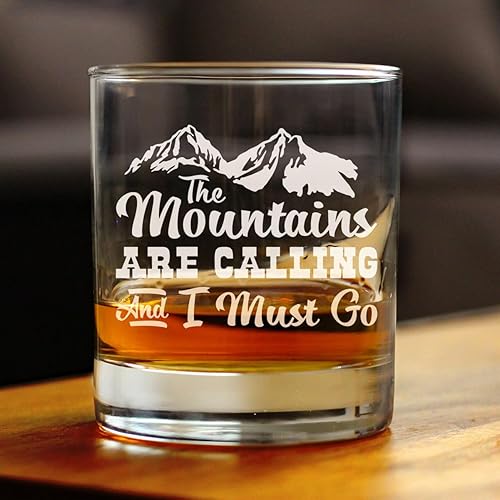 Miniatura 10 de Mountains are Calling - Funny Whiskey Rocks Glass Gifts for Outdoorsy Men & Women - Fun Whisky Drinking Tumbler Décor
