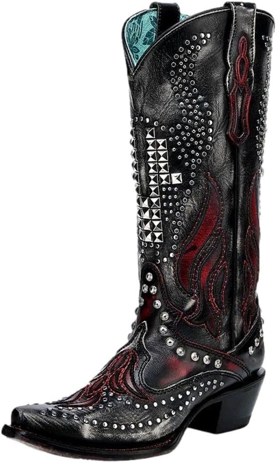 Corral Western Boots Womens Bull Skull Embroidery 9.5 M Black A4833