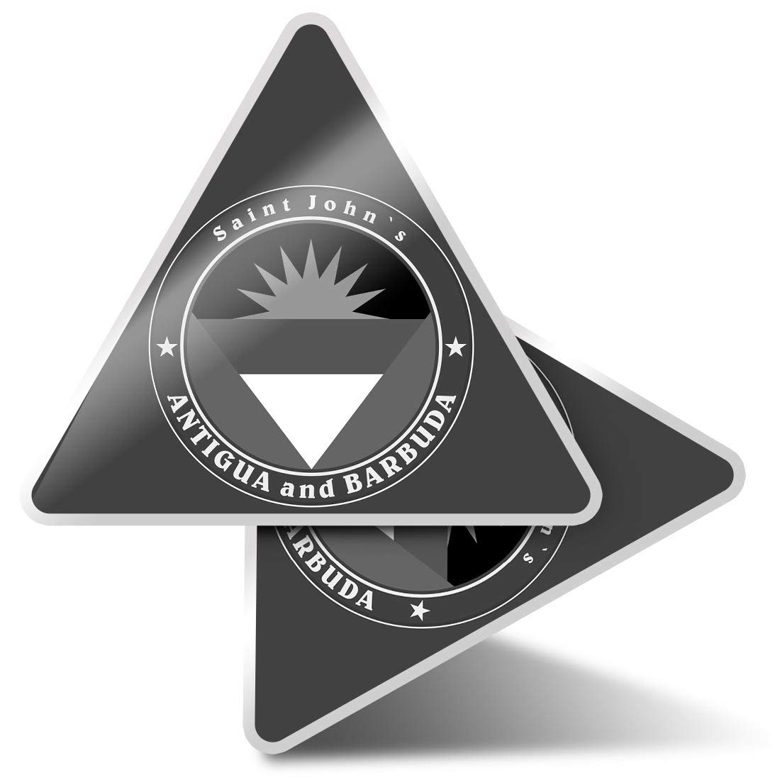 Destination Vinyl Ltd Multi 2 X Triangle Stickers 10Cm - Bw - Antigua And Barbuda Sant John's Laptop Tablet Luggage Scrapbook #40089