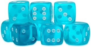Dados de color D6 de gemas de 15 mm (dados de 6 caras) para juegos de mesa y juegos de rol (topacio azul)