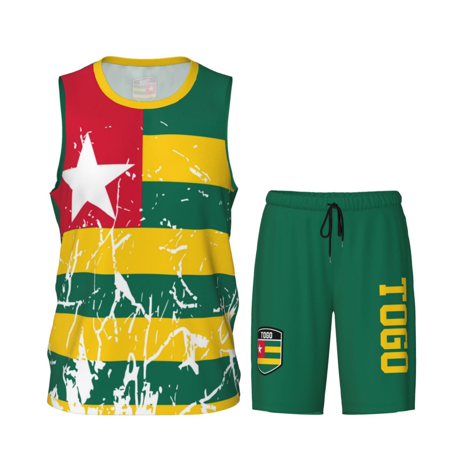 Togo Flag Grain (2) Basketball Jersey Uniform Suit for Men Adults Training Athletic Set