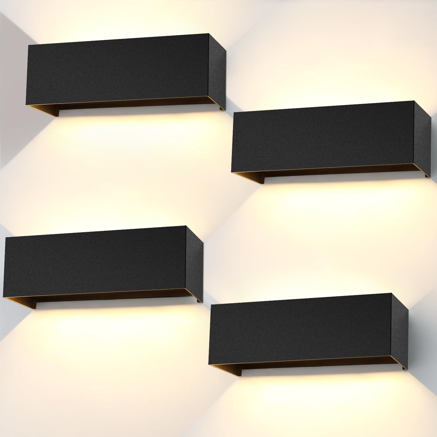 ledmo 4 Pezzi 30W Applique da Parete Interno Angolo Regolabile del Fascio su e giù Lampade da Parete 3000K Bianco caldo IP65 Impermeabile Applique Esterno