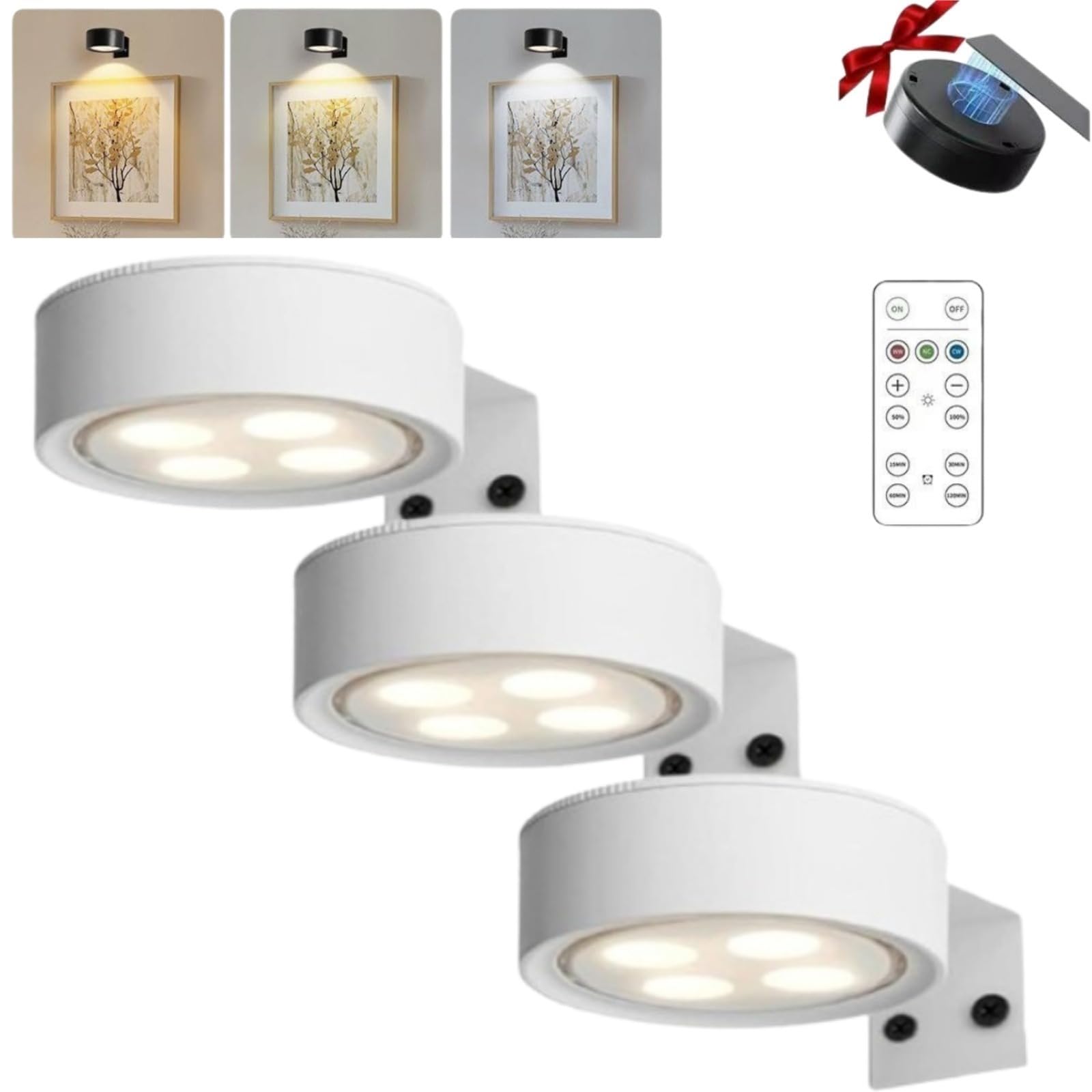 Genérico Topveden Picture Lights for Wall, Magnetic Painting Light, Luces inalámbricas para Cuadros,Aplique Pared sin Cable,Luces para Cuadros sin Cable,Magnetic Painting Light with 13 Lighting Modes