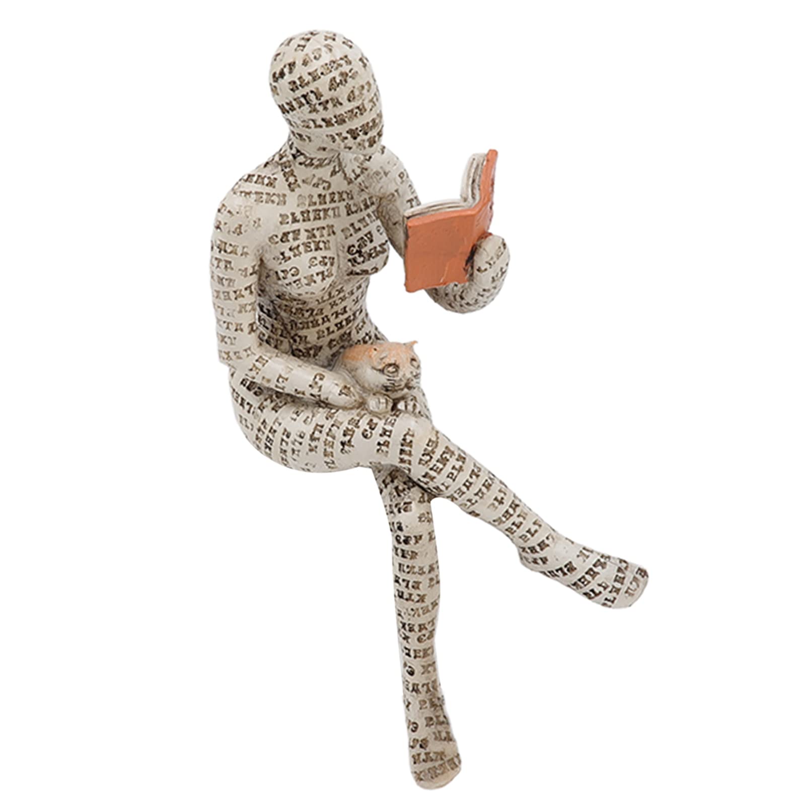 Pissente Resin Reading Woman Figurine, Unique Pulp Molding Shelf Decor, Hand Painted Art for Living Room and Bookshelf (B)