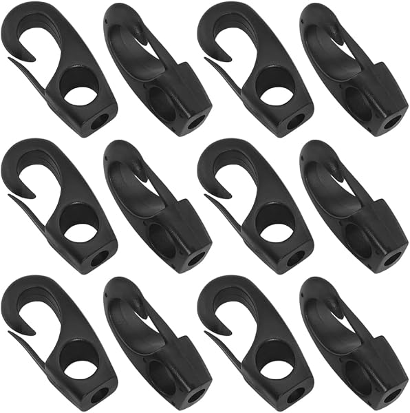 12 Pezzi Kayak Ancoraggio, Ganci per Corda Ammortizzante, Kit di Corde Elastiche per Kayak, Barca e Ganci Elastici per Campeggio, Trampolino, Esercizi, Marine e Uso Nautico, Fitness - 1