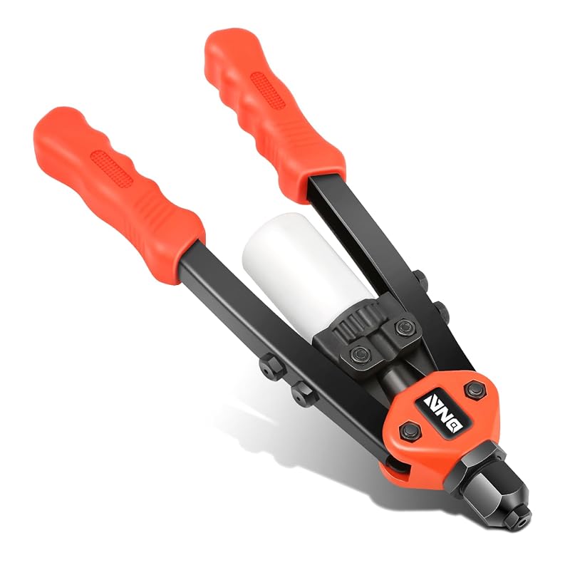 Rebitador manual DNA MOTORING TOOLS-00091 com coletor, cabo extra longo de 31,8 cm