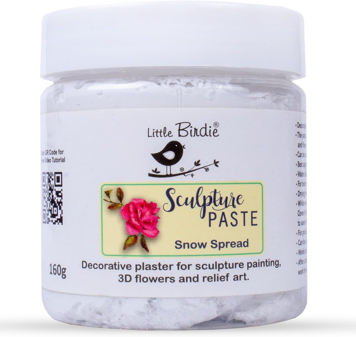 Little Birdie Sculpture Paste (160 gm, Snow Spread) | For Sculpture Painting, 3D and Relief Art | DIY Art and Craft