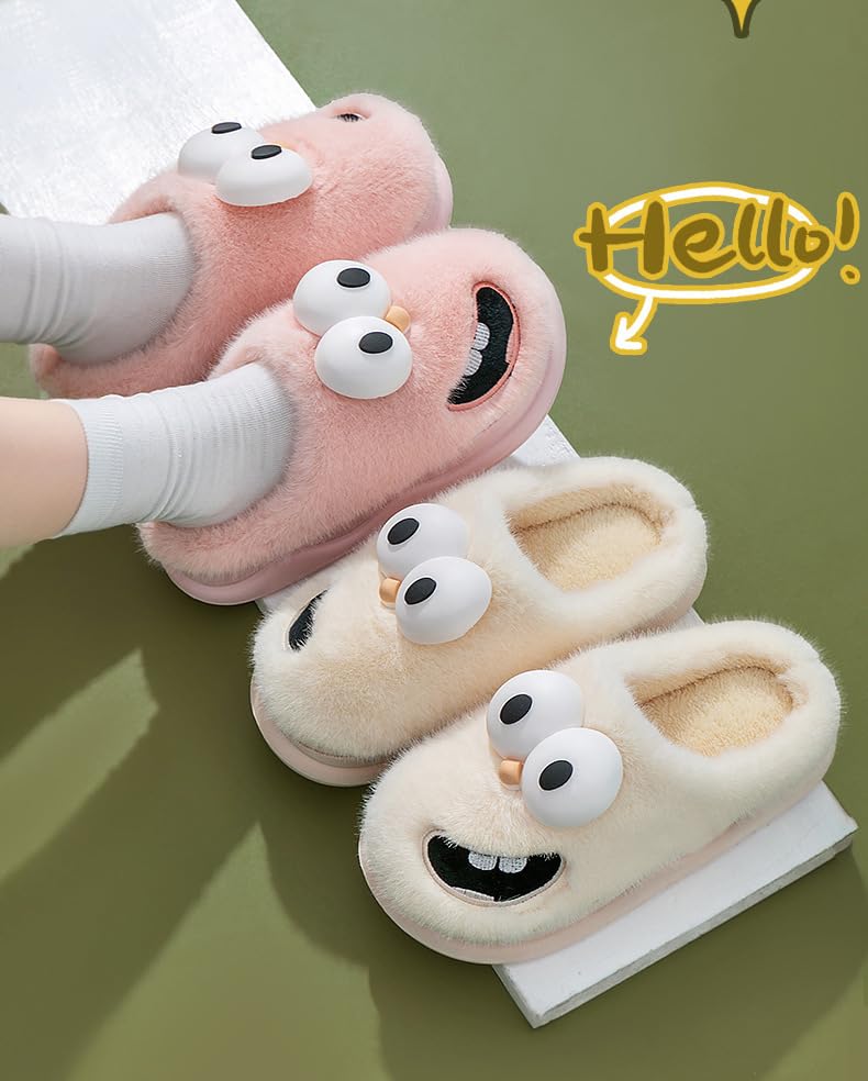 Fuzzy Big Eyes Dog Slippers Cute Animal House Slippers for Women Fluffy Furry Women's Warm Winter Slipper Indoor 20253