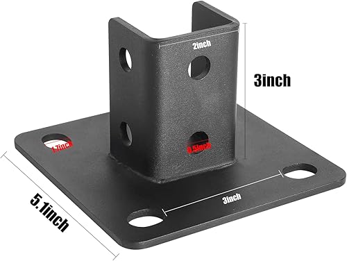 Miniatura 2 de Base de poste de 4 piezas, 4 agujeros de montaje cuadrado para canal de puntal único de 1-58 pulgadas, base de poste de valla con recubrimiento de